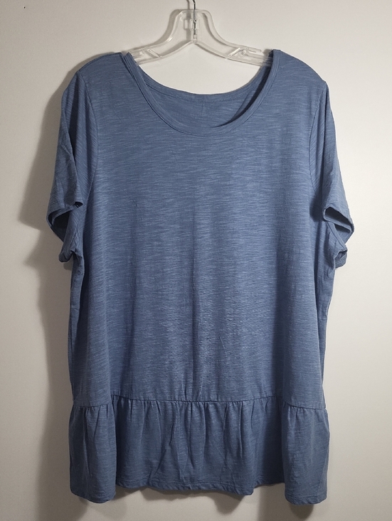 Tops - Medium blue roomy tunic wide ruffled hem  women's XL  2764